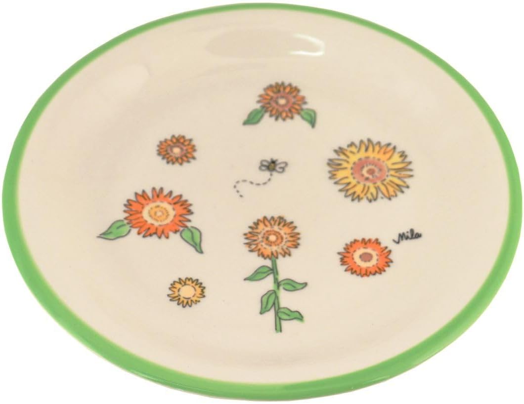 Mila Keramik-Teller Sunny Sunflowers ca. 22 cm für Frühstück &amp; Kaffee-Kuchen mit Sonnenblumen für di