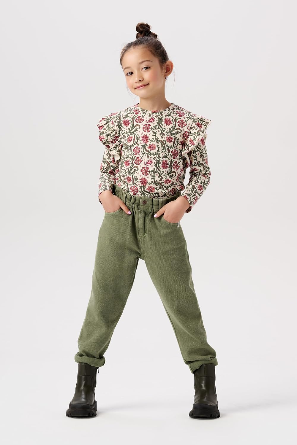 Noppies Mädchen Girls Pants Awenda Relaxed Fit Hose 116 Olivine - P681, 116 Olivine - P681