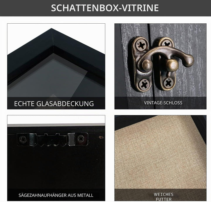 GraduationMall Schwarz 20x20cm 3D Bilderrahmen Tief Objektrahmen Schaukasten Türvitrine Retro Weiss,