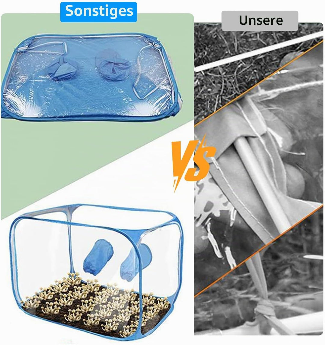 Pilzzucht Zelt, Tragbarer und Klappbarer Mushroom Grow Kit, Still Air Box mit Rutschfesten Handschuh