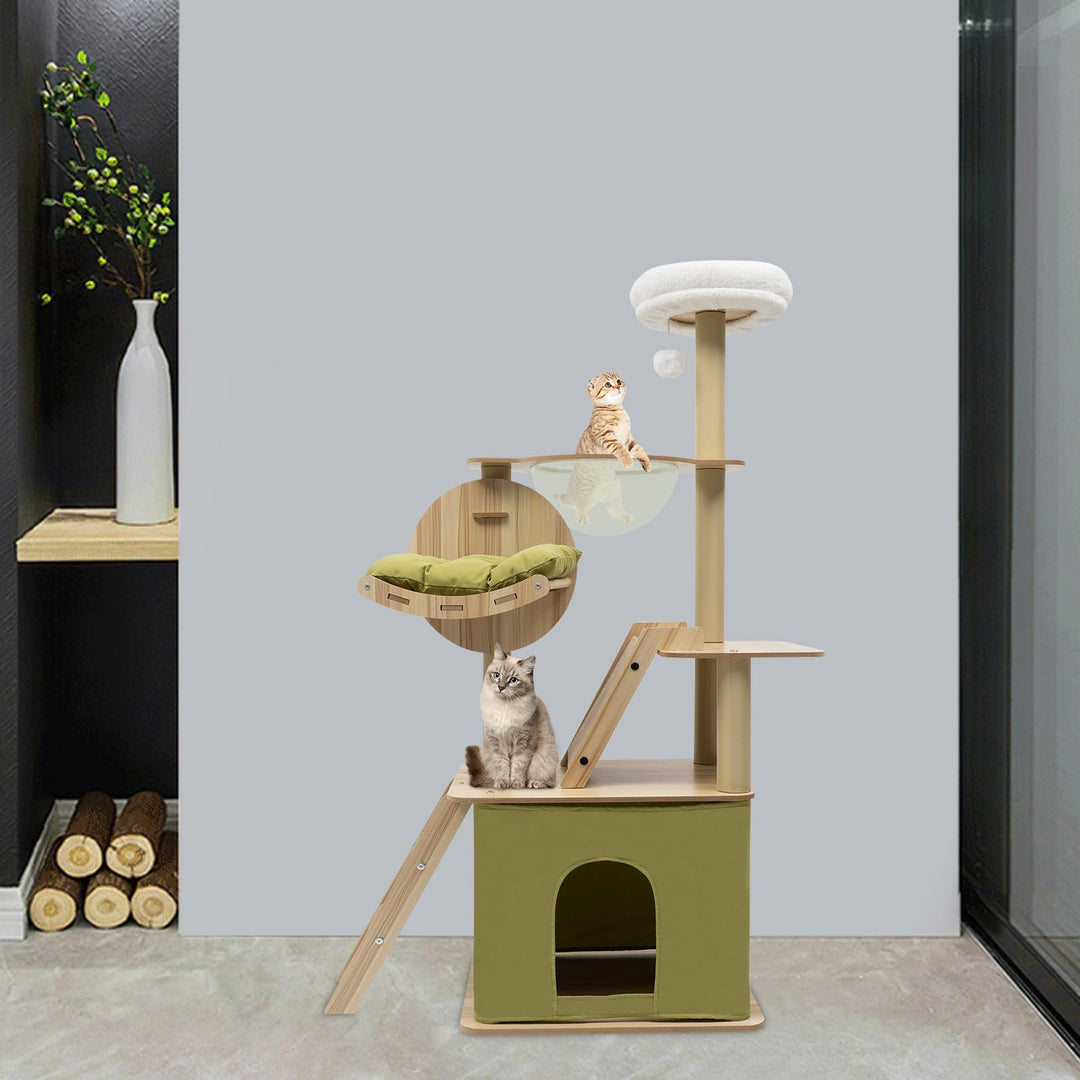 Katzenturm, Katzenkratzbaum für Hauskatzen,Katzenturm mit 2X Weiche Kissen | Katzenhaus Stabiler Kat