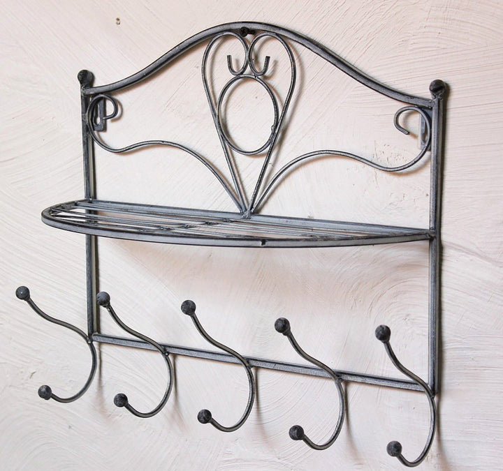 DanDiBo Wandgarderobe Vintage mit Ablage Garderobe Wand 20122 38 cm Kleiderhaken Wandregal Haken