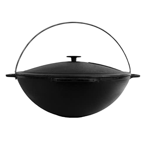 Gusseisen Kazan 10L Schwenktopf Kasan mit Deckel aus Gusseisen Wokpfanne Grill Cast Iron Campingtopf