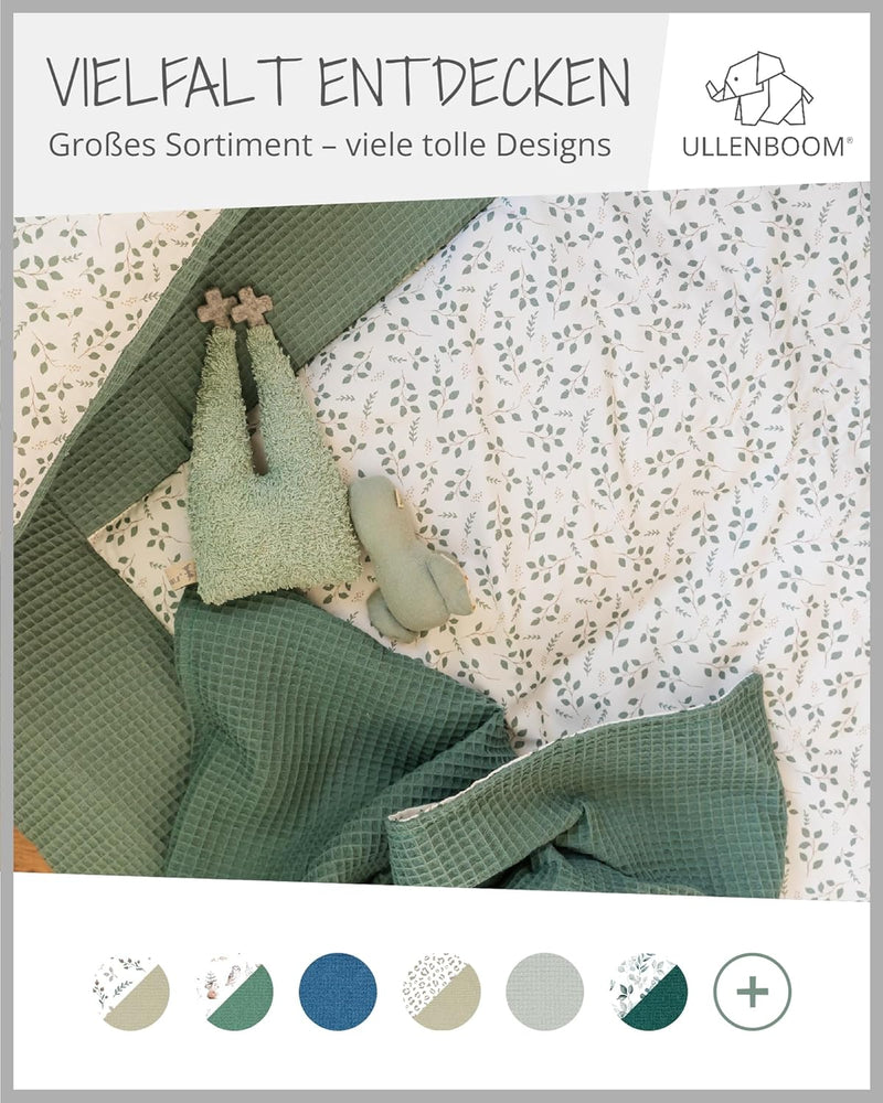 ULLENBOOM ® Babynest & Kuschelnest (55x95 cm) Floral-Grün (Made in EU) - Babynestchen für Neugeboren