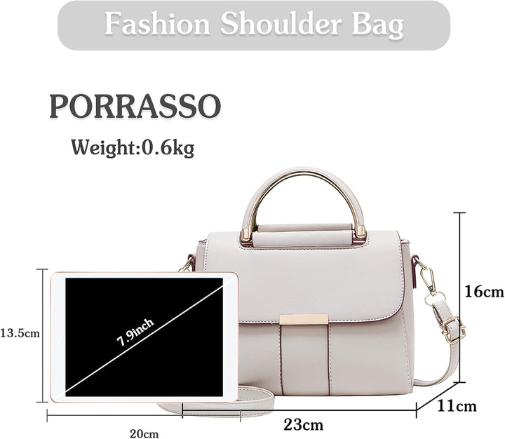 PORRASSO Damen Schultertasche Mode Handtasche PU Leder Top Griff Tasche Umhängetasche Schöne Henkelt