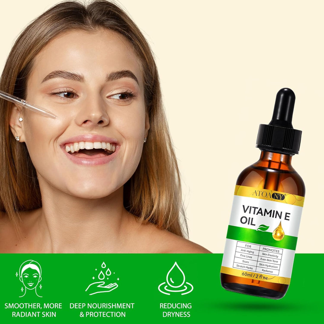 Vitamin E Öl Bio für Kosmetik 75,000 IU 2er-Pack - 100% reines vitamin E Oil für Haut, Gesicht, Haar