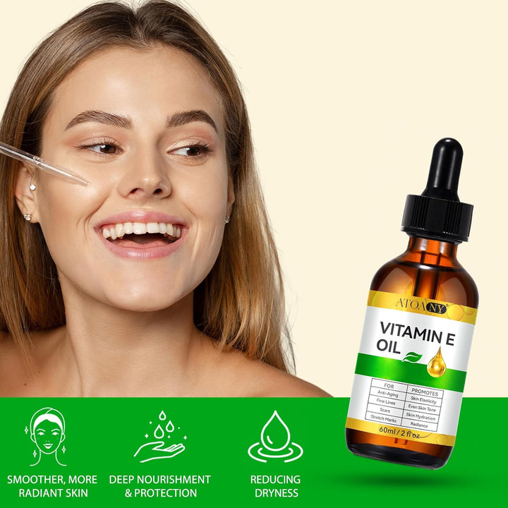 Vitamin E Öl Bio für Kosmetik 75,000 IU 2er-Pack - 100% reines vitamin E Oil für Haut, Gesicht, Haar