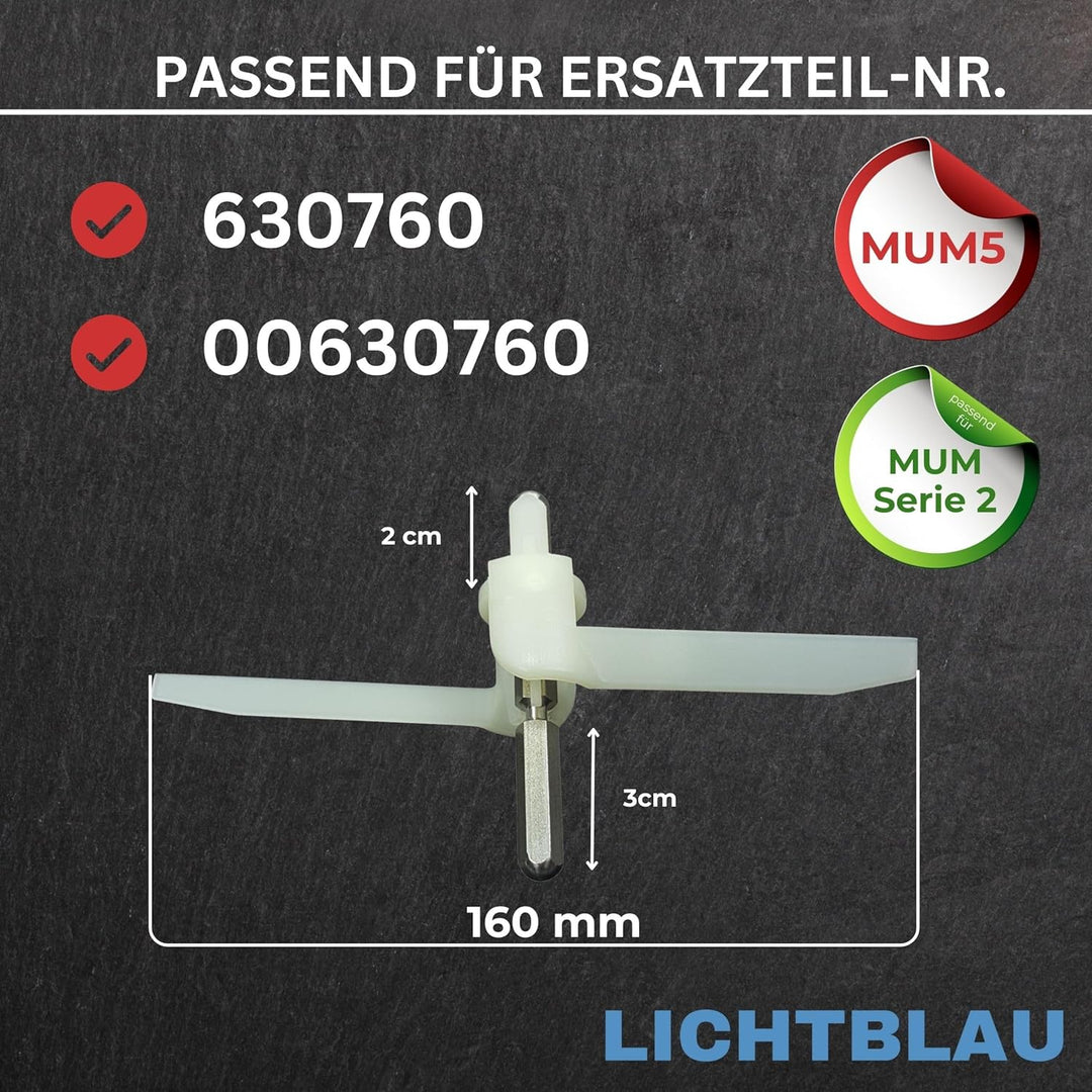 LICHTBLAU 2er Set Mitnehmer Flügelrad 630760 für Bosch Küchenmaschine MUM5 I MUM Serie 2 I Durchlauf