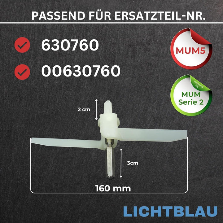 LICHTBLAU 2er Set Mitnehmer Flügelrad 630760 für Bosch Küchenmaschine MUM5 I MUM Serie 2 I Durchlauf