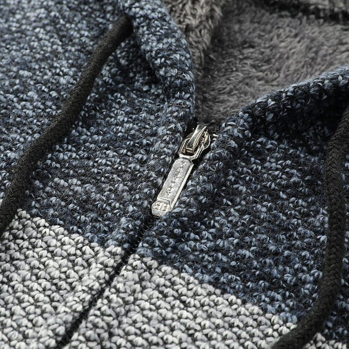 YOUTHUP Herren Strickjacke mit Kapuze Fleece Gefüttert Winter Cardigan Strick Fleecejacke Reissversc