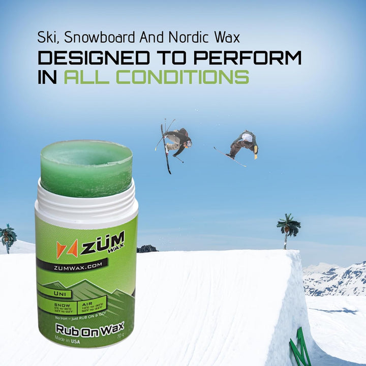 ZUMWax RUB ON Wax Ski/Snowboard - All Temperature Universal - 70 Gram - Incredibly Fast in All Tempe