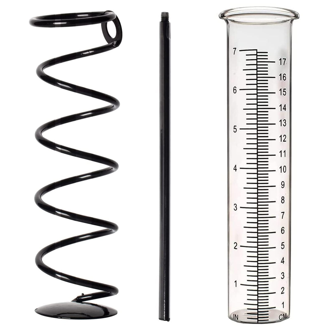 2 Stück Regenmesser mit Erdspiess aus Metall - Glas-Regenmesser | Niederschlagsmesser | Wetterstatio