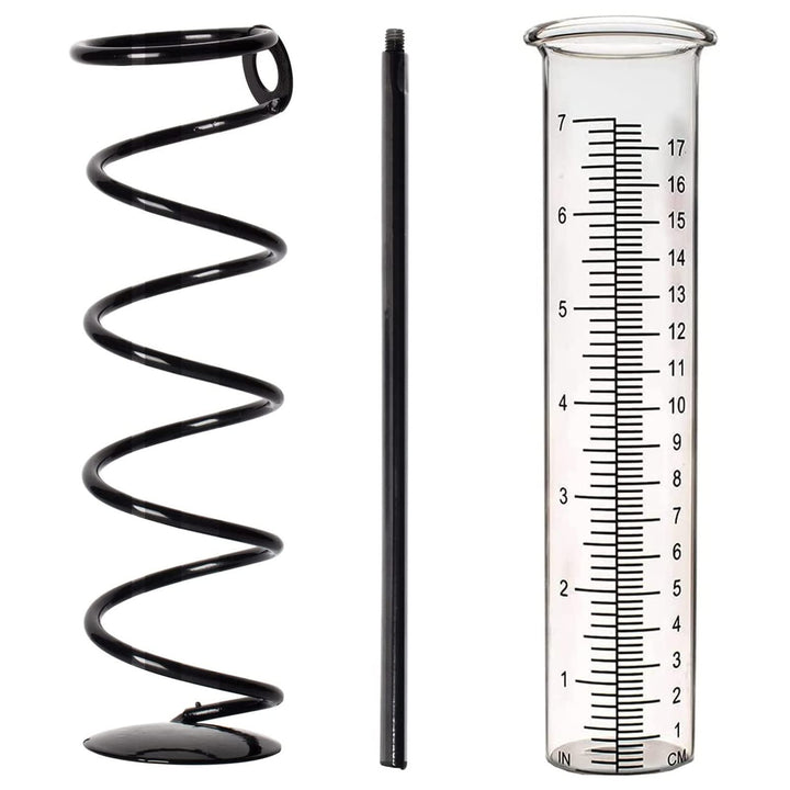 2 Stück Regenmesser mit Erdspiess aus Metall - Glas-Regenmesser | Niederschlagsmesser | Wetterstatio