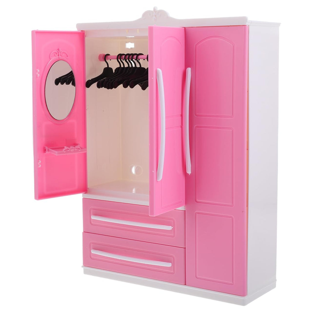 HEMOTON Puppen-Miniatur-kleiderschrank Mit Kleiderbügeln Für Spielzeug-kleideraufbewahrungsregal Für