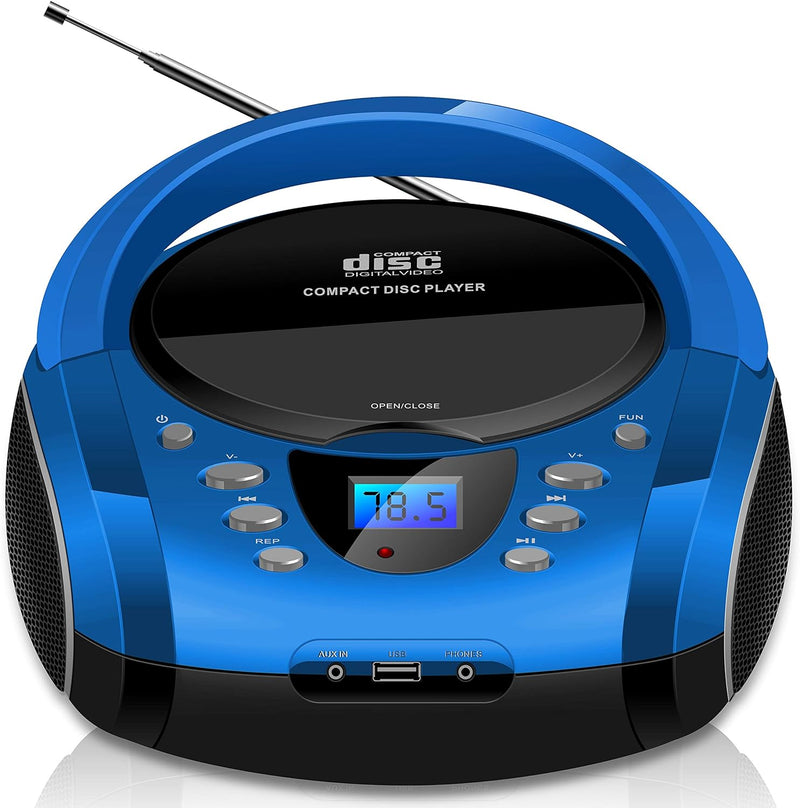 Tragbare Boombox | CD/CD-R | USB | FM Radio | Bluetooth | AUX-In | Kopfhöreranschluss | CD-Player |