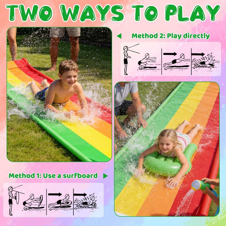 Wasserrutsche Garten für Kinder, 480x76 cm Aufblasbare Wasserrutsche mit Bodyboards, Single Watersli