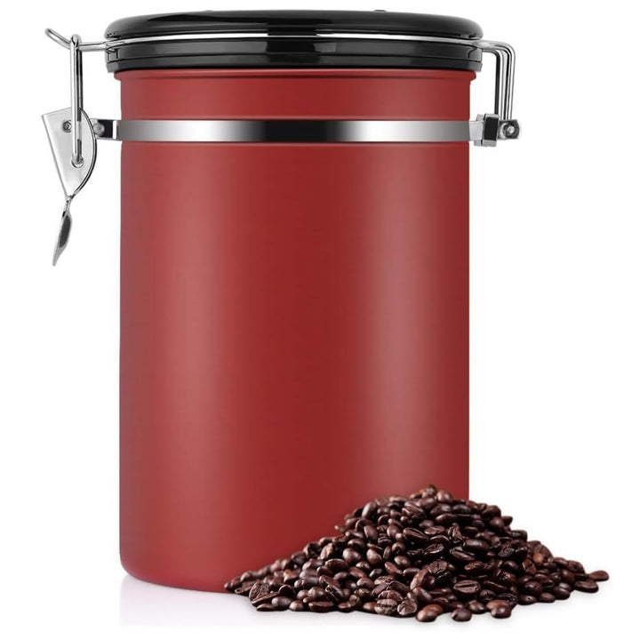Jeffergarden Kaffeedose Luftdicht 1,8 L Edelstahl Grosser Behälter mit Auslassventil Luftdichter Kaf