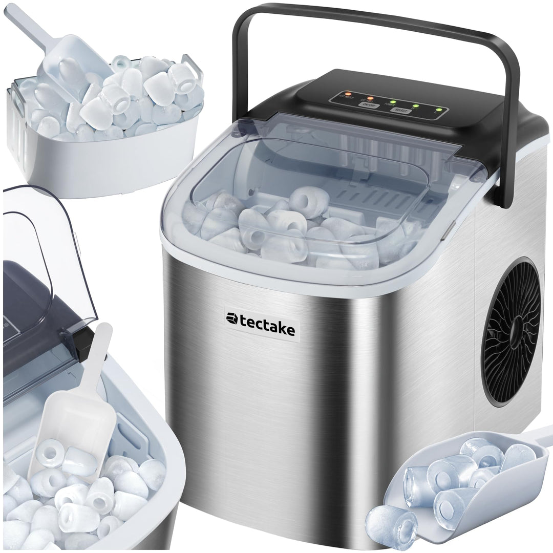 tectake® Eiswürfelmaschine, Ice Maker, 2,1l Volumen, Eiswürfelbereiter, Maschine bereitet 9 Würfel i
