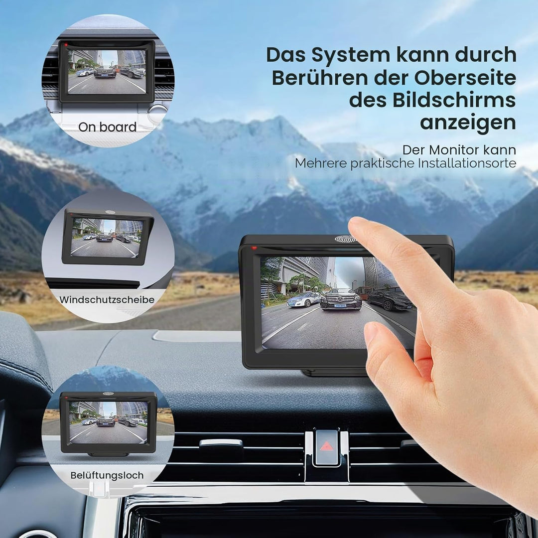 Kabellose Solar-Rückfahrkamera, DIY-Installations-Autokamera mit 4,3 Zoll Bildschirm und 2600 mAh Ak
