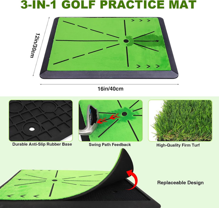 Golf-Trainingsmatte für präzisen Schwung – Swing-Pfad-Feedback, Ballkontrolle & Treffgenauigkeit ver
