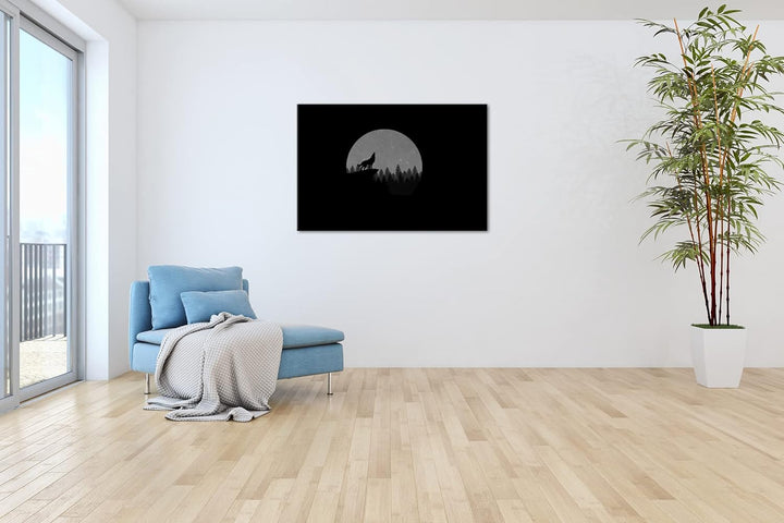 deyoli düsterer einsamer Wolf Format: 80x60 Effekt: Schwarz&Weiss als Leinwandbild, Motiv fertig ger
