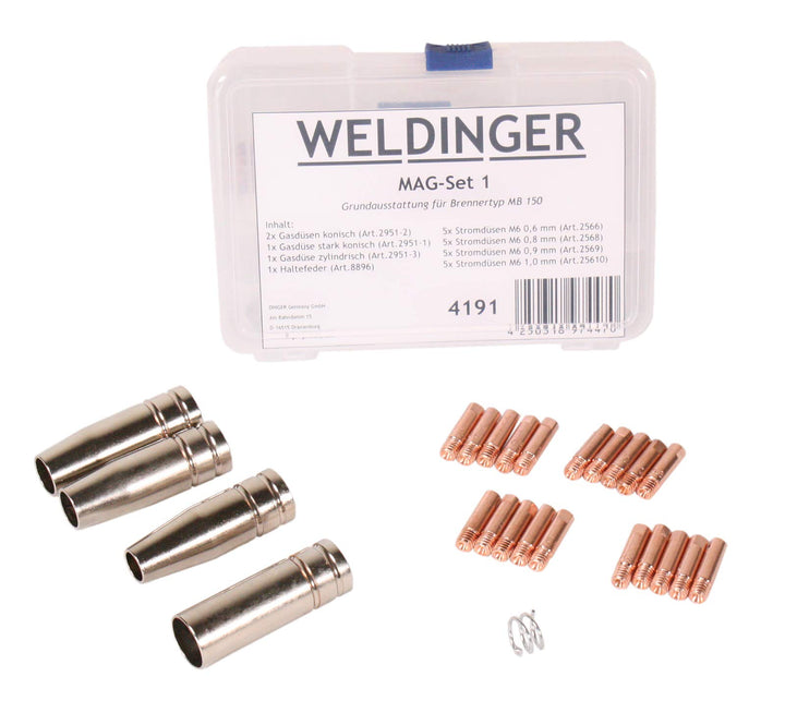 WELDINGER - Zubehörset MAGSet 1 für MAG Schweissgarnitur Typ MB150 Grundausstattung 0,6-1mm