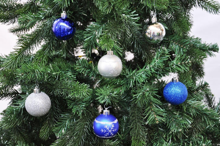 64x Kunststoff Christbaumkugeln Ø 6cm Kugel Box Glanz Glitzer Matt Dekor Inge inkl. Aufhänger, Farbe