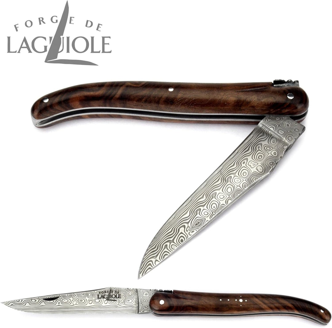 Forge de Laguiole Collection Taschenmesser - 12 cm - Griff Nussbaum - Klinge 10 cm Damast-Stahl