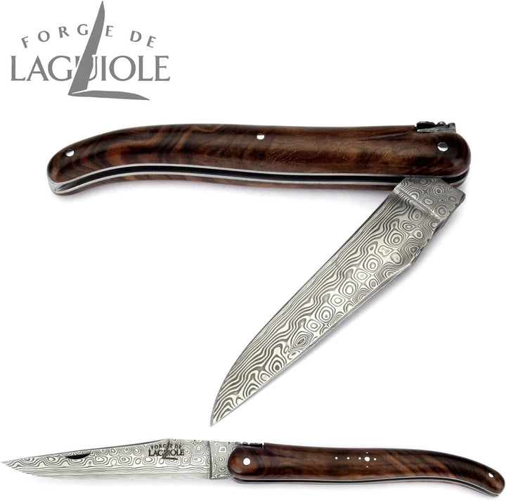 Forge de Laguiole Collection Taschenmesser - 12 cm - Griff Nussbaum - Klinge 10 cm Damast-Stahl