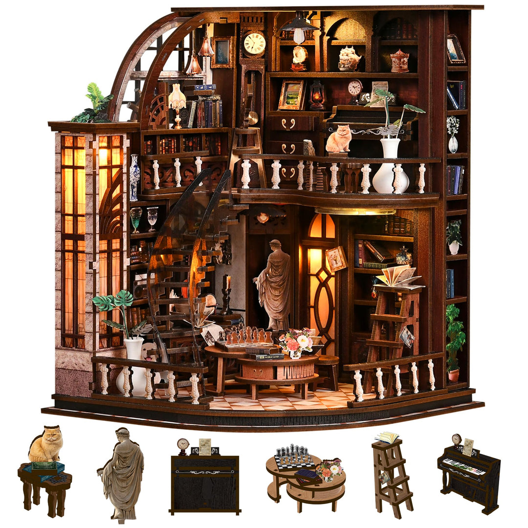 Book Nook Kit für Erwachsene - CRIOLPO DIY Miniatur Haus Holzpuzzle 3D Puppenhaus - Buchstütze für B