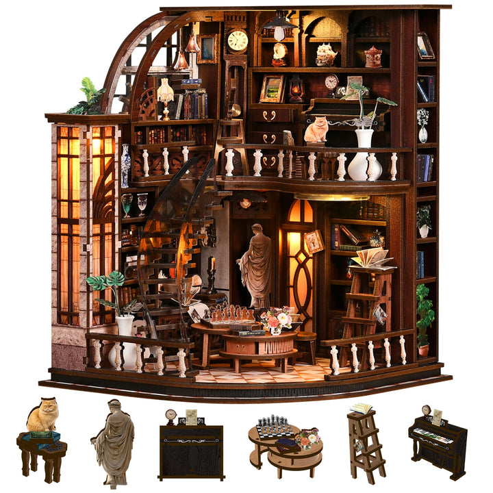 Book Nook Kit für Erwachsene - CRIOLPO DIY Miniatur Haus Holzpuzzle 3D Puppenhaus - Buchstütze für B