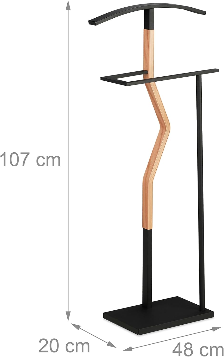 Relaxdays Herrendiener, Jackett & Hose, HBT 107x48x20 cm, Metall & Holzoptik, Stiller Diener Schlafz