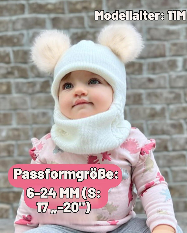 FURTALK Kleinkind Baby SchalMütze warm gefüttert Kinder Strickmütze Pom Pom Wintermütze für Mädchen