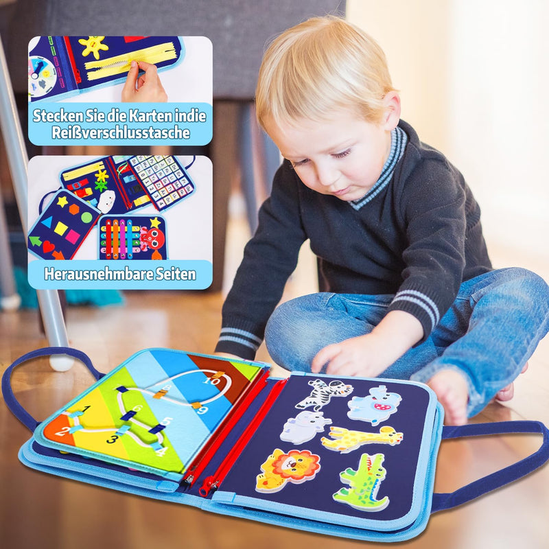 Busy Board Deutsch Montessori Spielzeug ab 1 2 3 4 Jahre, Activity Board Book Kleinkinder Motorikspi