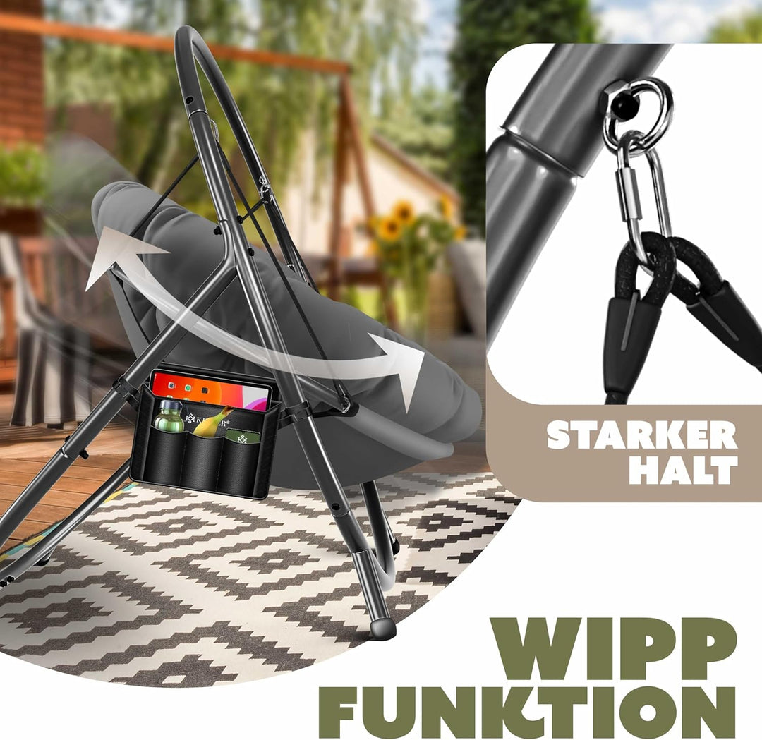 KESSER® Hängesessel mit Gestell Bali Hängeschaukel Hängestuhl bis 150kg für Indoor und Outdoor + Kis