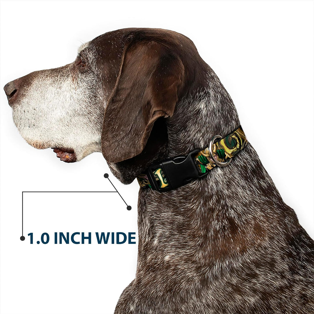 Hundehalsband, Kunststoff, mit Clip, Loki-Posen, Schwarz, Gold, Grün, 38,1 bis 66 cm, 2,5 cm breit 1
