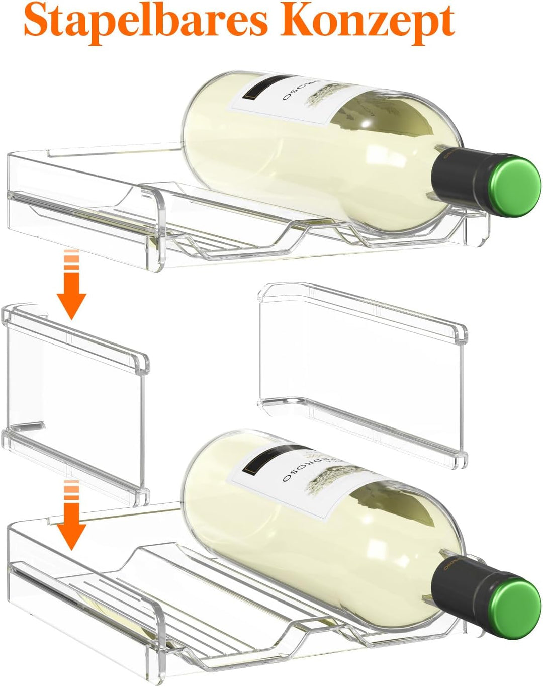 Lifewit Stapelbares Weinregal aus Kunststoff für Kühlschrank, Schrank, Arbeitsplatte, Weinflaschenha