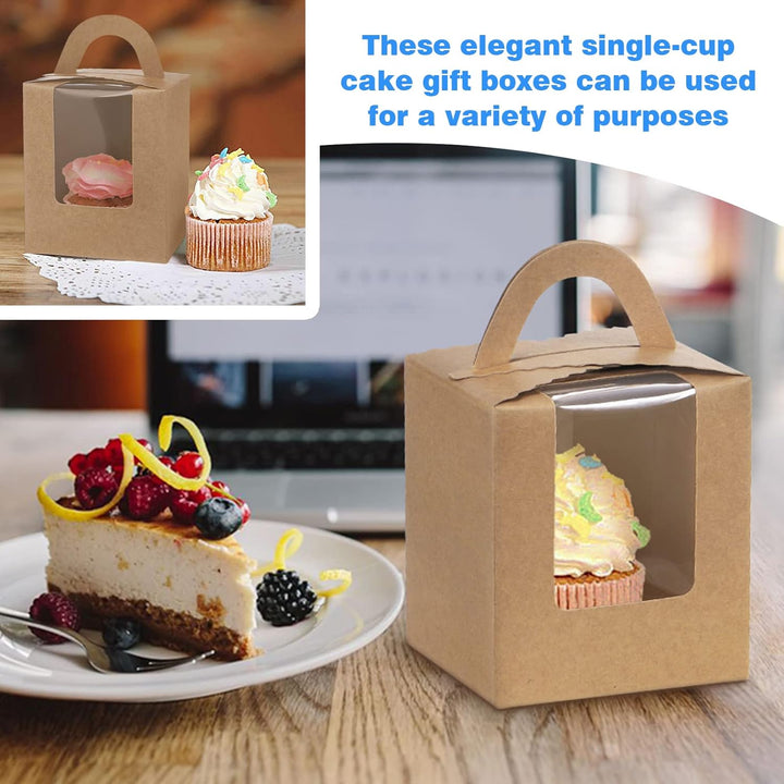 Fippy 50 Stück Cupcake Boxen 1er mit 100 Stück Cupcake Förmchen Papier, Einzelne Cupcake Muffin Boxe
