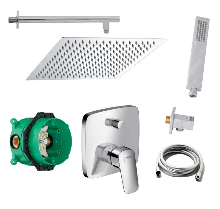 vanvilla Duschsystem mit Unterputz Duscharmatur von Hansgrohe Logis und vanvilla Regendusche mit Arm