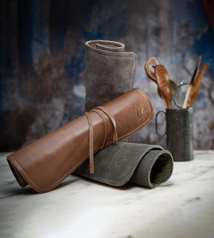 Messertasche Kochmesser - Premium Leder Kochmesserrolle gross – Messer Tasche Köche - Kochtasche Noa