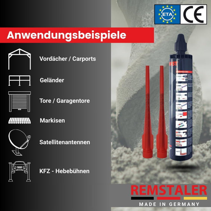 8x Remstaler VERBUNDMÖRTEL 300ml | -HÖCHSTE QUALITÄT- made in GERMANY | Injektionsmörtel | Montagemö