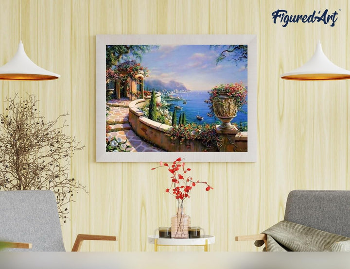 Figured'Art Malen Nach Zahlen Erwachsene Mit Rahmen Seesicht - Paint by Numbers Basteln DIY Bastelse