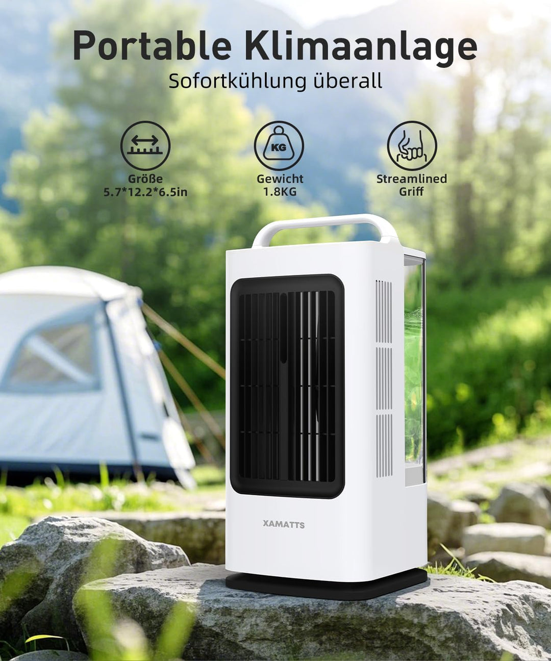 Klimaanlage Mobil, 3-in-1 Mobile Klimaanlage, Ventilator mit Wasserkühlung 1700ml Wassertank, Air Co