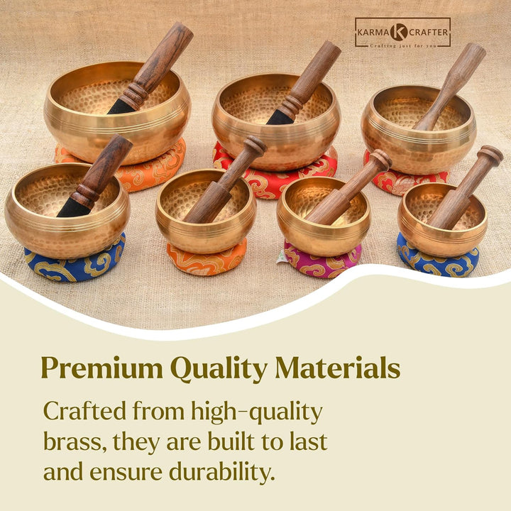 Authentische tibetische Klangschale aus 7 Planeten, handgehämmertes Design, 15.2 cm Schlägel und Kis