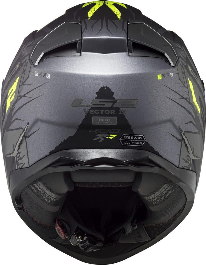 LS2, Integralhelme motorrad VECTOR II Techbot, titanium yellow XXXL, 3XL