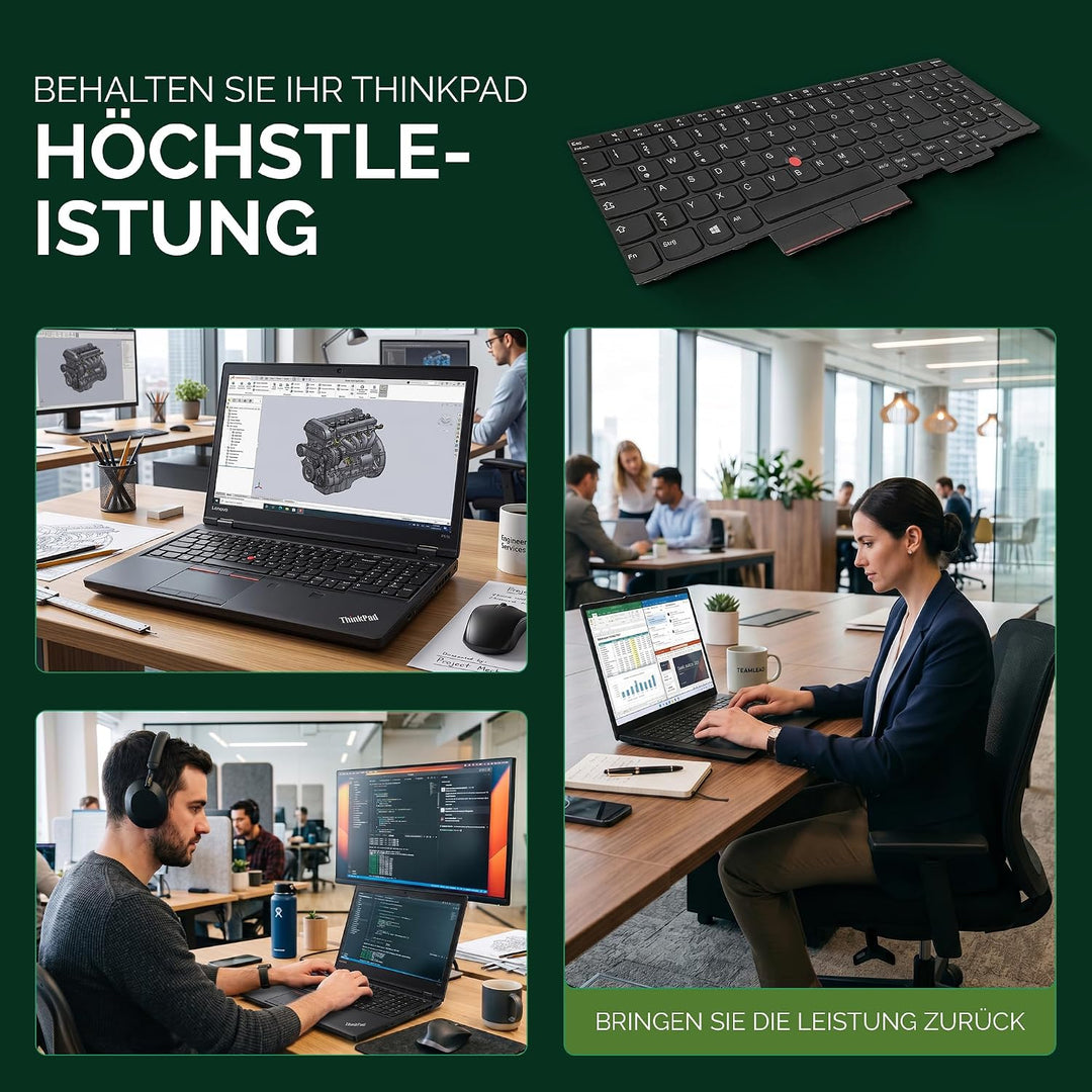 TellusRem ersatztastatur Deutsche Nicht Hintergrundbeleuchtung für Lenovo Thinkpad T570 T580 P51s P5