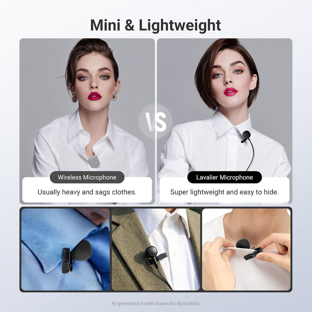 NEEWER Lavalier Mikrofon ø9,7mm (2er Pack), 3,5mm TRS Wired Ansteckmikrofon, omnidirektionales Konde