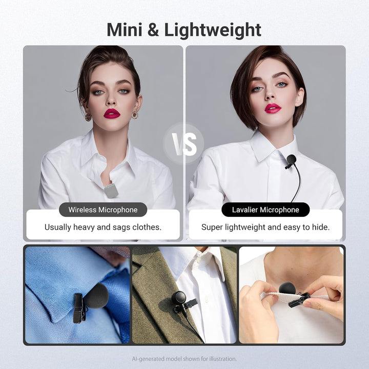 NEEWER Lavalier Mikrofon ø9,7mm (2er Pack), 3,5mm TRS Wired Ansteckmikrofon, omnidirektionales Konde