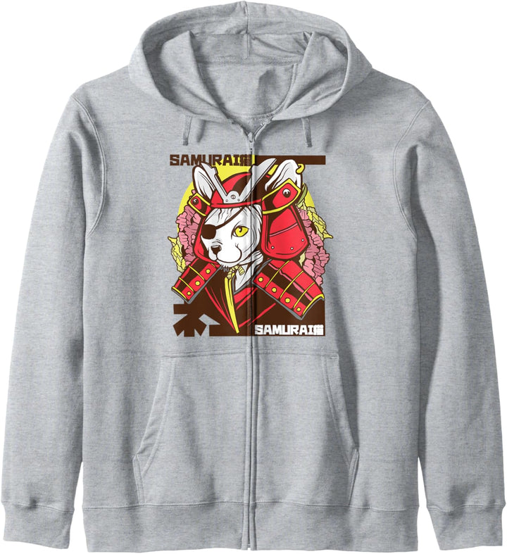 Katze Samurai im traditionellen japanischen Outfit l Lustige Kapuzenjacke