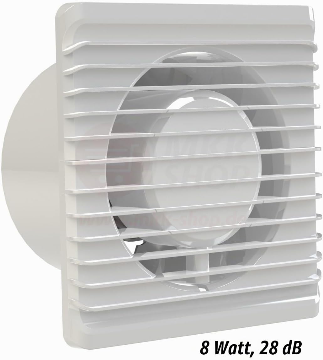 Badventilator Ø 125 mm in weiss Lüfter Ventilator Front Wandlüfter Badlüfter Ventilator Einbaulüfter